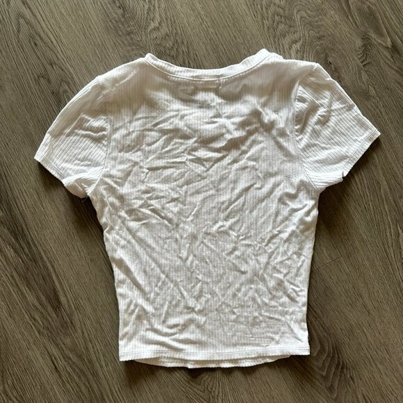 Bozzolo Ribbed Cropped T-Shirt White - Small - Picture 2 of 4